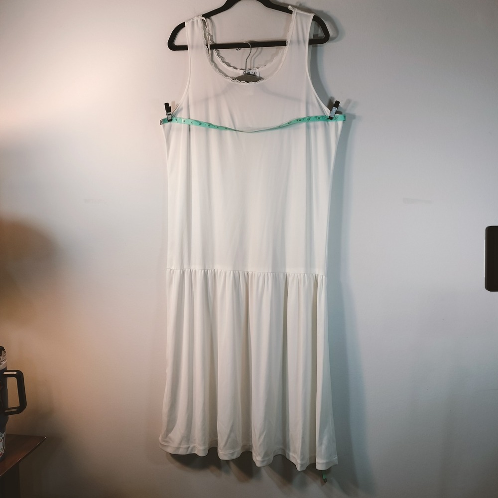 Vintage Gilberti White Drop Waist Sleeveless Lace Trim Slip/Chemise
